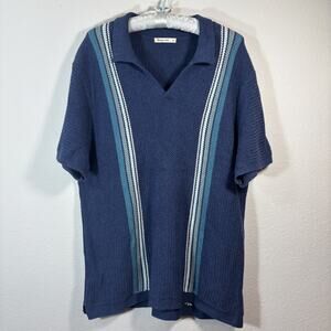 Marine Layer Conrad Sweater Polo Shirt Men’s XL Loose Knit Short Sleeve